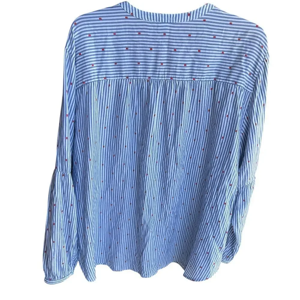 OLD NAVY chambray stripe red fleck boho button front tunic  EUC plus sz XXL